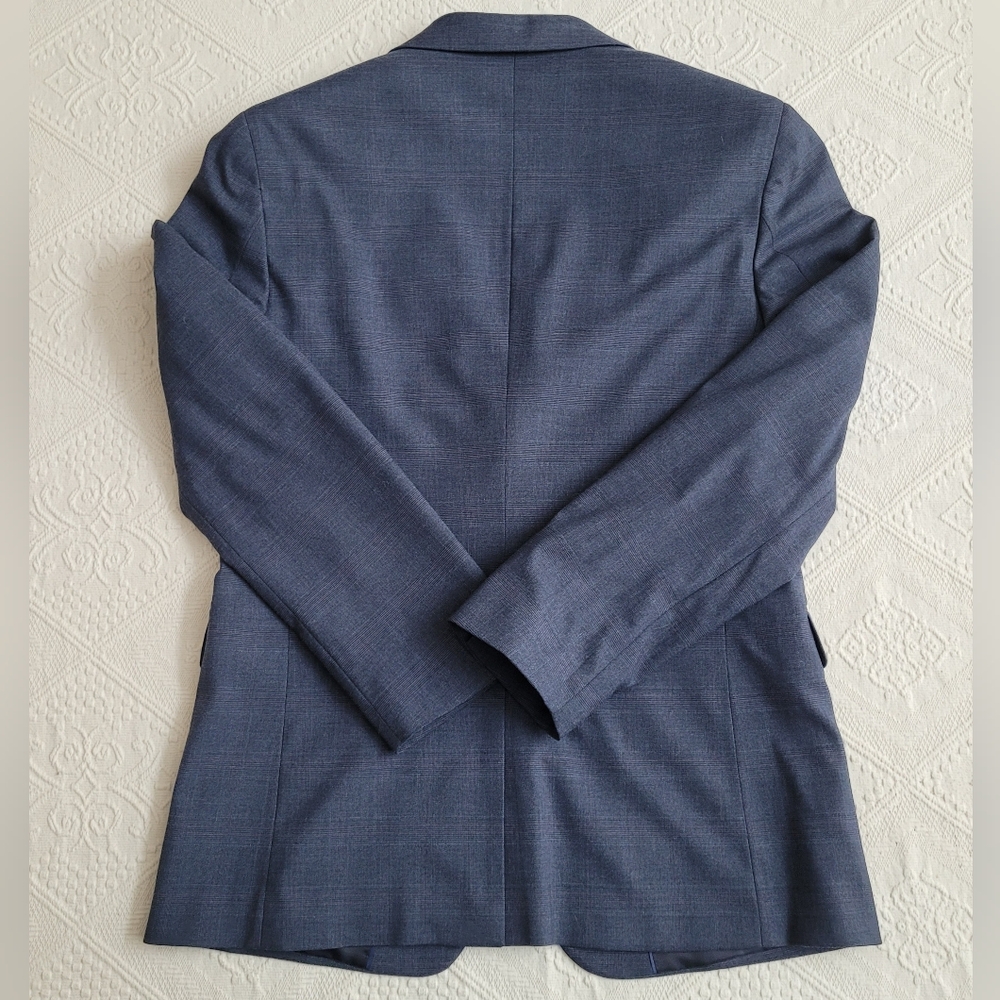 BANANA REPUBLIC FACTORY SLIM FIT SUIT JACKET 38R & DRESS PANTS 29X32 NAVY PLAID - Picture 9 of 16
